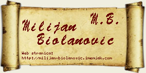 Milijan Biolanović vizit kartica